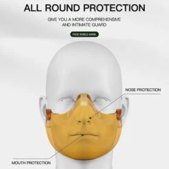 CADEAUX Masque Facial Transparent Avec Plaquettes De Nez Bouclier De Nez à Bouche Transparente Réutilisable Grand Visage Protecteur (transparent) -Protection des voies respiratoires Soldes 55344273 3