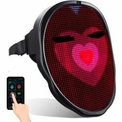 ILOVEMILAN Masque Led Visage Bluetooth Avec Motif Personnalisé Programmable Par APP Pour Les Fêtes, Les Mascarades, Les Masques D'Halloween Et Les Cadeaux D'anniversaire(Chargeur)