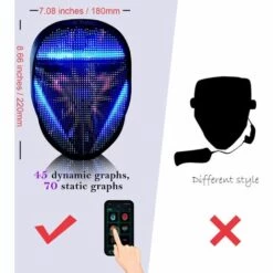 ILOVEMILAN Masque Led Visage Bluetooth Avec Motif Personnalisé Programmable Par APP Pour Les Fêtes, Les Mascarades, Les Masques D'Halloween Et Les Cadeaux D'anniversaire(Chargeur) -Protection des voies respiratoires Soldes 55608902 4