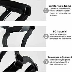 CADEAUX Super Protective Face_Shield - Full Face Protective Shield Visor, Durable Transparent Face_Mask Clear Face_Shield, HD Anti-Fog Reusable Face Protective Cover - For Male Female Adults (Black) -Protection des voies respiratoires Soldes 55621308 4