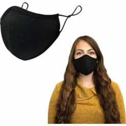 ILOVEMILAN Lot De 4 Masques En Coton Noir Lavable En Tissu Réutilisable Couvrant Les Hommes Avec Sangle Réglable Femmes Respirant Mode Protection Bouche Couvre Adulte Masque -Protection des voies respiratoires Soldes 55745636 3