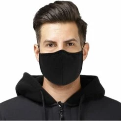 ILOVEMILAN Lot De 4 Masques En Coton Noir Lavable En Tissu Réutilisable Couvrant Les Hommes Avec Sangle Réglable Femmes Respirant Mode Protection Bouche Couvre Adulte Masque -Protection des voies respiratoires Soldes 55745636 4