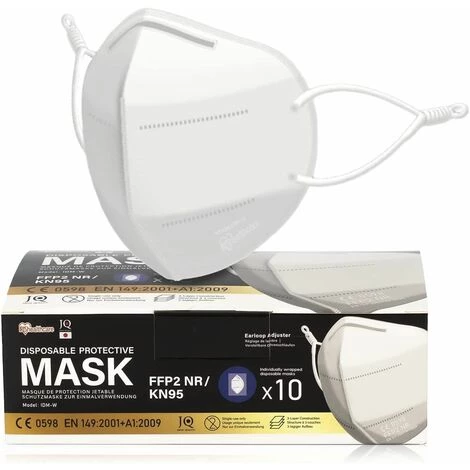 Iris Ohyama, Pack De 10 Masques Jetables FFP2, Élastiques Anti-Irritations Réglables, Barrette Nasale, 3 Couches, Pour Le Personnel Médical Clinique - Protective Mask IDM - Blanc 3 Iris Ohyama, Pack De 10 Masques Jetables FFP2, Élastiques Anti-Irritations Réglables, Barrette Nasale, 3 Couches, Pour Le Personnel Médical Clinique - Protective Mask IDM - Blanc