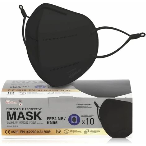 Iris Ohyama, Pack De 10 Masques Jetables FFP2, Élastiques Anti-Irritations Réglables, Barrette Nasale, 3 Couches, Pour Le Personnel Médical Clinique - Protective Mask IDM - Noir 3 Iris Ohyama, Pack De 10 Masques Jetables FFP2, Élastiques Anti-Irritations Réglables, Barrette Nasale, 3 Couches, Pour Le Personnel Médical Clinique - Protective Mask IDM - Noir