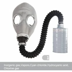LANGRAY Masque Complet à Gaz Multi-usages Avec Filtre De Niveau 3, Respirateur, Spray De Peinture, Pesticide, Caoutchouc Naturel, Prévention Chimique(Masque Avec Canette #1 + Voies Respiratoires De 0,5 M) -Protection des voies respiratoires Soldes 56393300 3