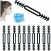 ROSIER 10 Pièces Anti-Serrage Antidérapant Crochet Pour Protection_Masques Attache Protection_Masques Sangle De Extension, Sangle De Protection En Silicone Avec Crochet D'oreille Réglable Et Boucle (Noir, 17*2cm),VEBTles -Protection des voies respiratoires Soldes 56707737 1