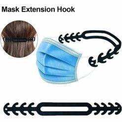 ROSIER 10 Pièces Anti-Serrage Antidérapant Crochet Pour Protection_Masques Attache Protection_Masques Sangle De Extension, Sangle De Protection En Silicone Avec Crochet D'oreille Réglable Et Boucle (Noir, 17*2cm),VEBTles -Protection des voies respiratoires Soldes 56707737 2