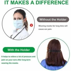 ROSIER 10 Pièces Anti-Serrage Antidérapant Crochet Pour Protection_Masques Attache Protection_Masques Sangle De Extension, Sangle De Protection En Silicone Avec Crochet D'oreille Réglable Et Boucle (Noir, 17*2cm),VEBTles -Protection des voies respiratoires Soldes 56707737 4