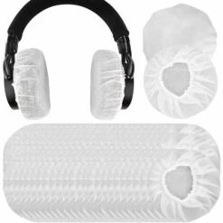 TRIOMPHE 100 Paires De Housses De Casque Jetables En Tissu Non Tissé De Taille Moyenne Protecteur De Coussinets D'oreille écouteur Sanitaire Extensible, Convient Aux Casques 3,14 à 4,33 Pouces (Blanc)，T-Audace