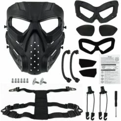 TINOR Masque De Airsoft / Cyclisme, Utilisation En Extérieur, Masques Complet Tactique Anti-buée CS Cosplay Halloween Pour Adultes Et Jeunes(noir,gris) 10 TINOR Masque De Airsoft / Cyclisme, Utilisation En Extérieur, Masques Complet Tactique Anti-buée CS Cosplay Halloween Pour Adultes Et Jeunes(noir,gris) -Protection des voies respiratoires Soldes 57219647 4