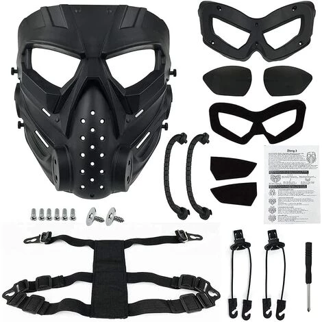 TINOR Masque De Airsoft / Cyclisme, Utilisation En Extérieur, Masques Complet Tactique Anti-buée CS Cosplay Halloween Pour Adultes Et Jeunes(noir,gris) 6 TINOR Masque De Airsoft / Cyclisme, Utilisation En Extérieur, Masques Complet Tactique Anti-buée CS Cosplay Halloween Pour Adultes Et Jeunes(noir,gris) – Image 4