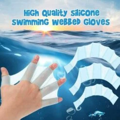 BEARSU 3 Paire Gants De Natation Gants De Plongée En Silicone Gants Palmés Pour Les Doigts De Natation Palmes De Natation à La Main Gants Paddle Pour Natation Plongée Pour Enfants Femmes Hommes (S/M/L, Bleu) -Protection des voies respiratoires Soldes 57337935 5