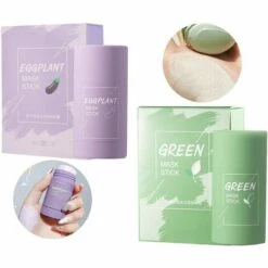 LANGRAY Masque Purifiant Au Thé Vert à L'argile Contrôle De L'huile Et Anti-acné Aubergine Solide Et Fine, Hydrate Et Contrôle L'huile, élimine L'acné, élimine Les Points Noirs Et Améliore La Texture De La Peau (2 Pièces Thé Vert + Aubergine) -Protection des voies respiratoires Soldes 57367610 5