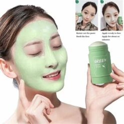 LANGRAY Masque Purifiant Au Thé Vert En Bâton D'argile, Masque Au Thé Vert Pour Le Visage, Contrôle De L'huile, Aubergine Solide, Améliore La Texture De La Peau (thé Vert) 2 Pièces -Protection des voies respiratoires Soldes 57368698 3