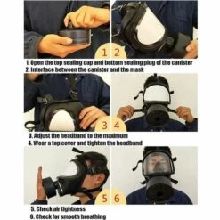 AIDUCHO Masque à Gaz Respirateur Facial Complet, Filtre Militaire De Traitement Anti-buée, Masque à Poussière D'air Pesticide, Pour La Peinture, La Poussière, Masque à Gaz -Protection des voies respiratoires Soldes 57635763 3
