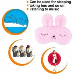 TINOR Masques De Sommeil Mignon Lapin Animaux Drôle Masque De Nuit En Peluche Pour Dormir Voyage Avec Bande Élastique Masque Pour Les Yeux Couverture Pour Enfant Femme Filles -Protection des voies respiratoires Soldes 57644160 5