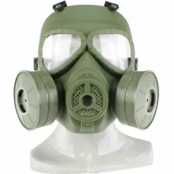 Masque Airsoft Paintball CS Masque Facial Anti-buée Factice Avec Double Ventilateur Turbo Lentille Transparente Vert Masque De Protection LITZEE