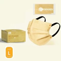 Masque , Masque Jetable Pour Adulte, Coussinets De Nez Ajustables Doux Et Respirants Lot De 50 Pièces,Feuille D'or Jaune Masque De Protection LITZEE