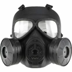 AIDUCHO Masque Tactique Avec Double Ventilateur Anti-buée Masque De Protection Contre Les Gaz Ou Pour Le Paintball, Noir
