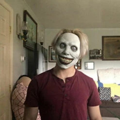 LIFCAUSAL Halloween Creepy Masque Souriant Jeu De Rôle Horreur Masque Masque De Démon Pour La Fête D'halloween,Vert -Protection des voies respiratoires Soldes 58262309 4