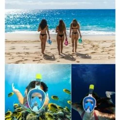 LTS FAFA Masque De Plongée,180°View Masque Snorkeling Plein Visage, Design Panoramique Compatible Caméra Sport Masque Plongée Avec Technologie Anti-Buée Et Anti-Fuite Pour Adultes Et Enfants -Protection des voies respiratoires Soldes 58824806 5