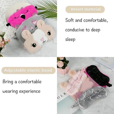 BARES Masque Pour Les Yeux Animal Pelucheux 3D, 4 Pièces Masque Sommeil Animal Masque, Masques De Sommeil En Peluche, Pour Les Yeux Pour Enfants Adulte, Voyager Vol De Voiture Camping Utiliser 5 BARES Masque Pour Les Yeux Animal Pelucheux 3D, 4 Pièces Masque Sommeil Animal Masque, Masques De Sommeil En Peluche, Pour Les Yeux Pour Enfants Adulte, Voyager Vol De Voiture Camping Utiliser – Image 3