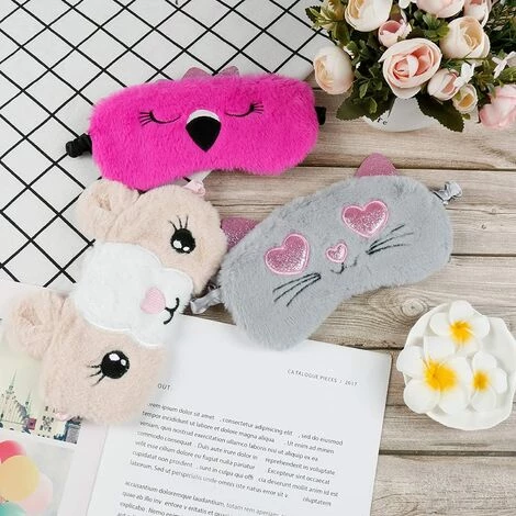 BARES Masque Pour Les Yeux Animal Pelucheux 3D, 4 Pièces Masque Sommeil Animal Masque, Masques De Sommeil En Peluche, Pour Les Yeux Pour Enfants Adulte, Voyager Vol De Voiture Camping Utiliser 6 BARES Masque Pour Les Yeux Animal Pelucheux 3D, 4 Pièces Masque Sommeil Animal Masque, Masques De Sommeil En Peluche, Pour Les Yeux Pour Enfants Adulte, Voyager Vol De Voiture Camping Utiliser – Image 4