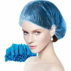 TRIOMPHE Bonnet De Douche En Plastique Transparent Jetable Pour Usage Domestique, Hôtel, Spa, Salon De Coiffure Et Atelier 100 Pièces (Bleu)T-Audace