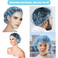 TRIOMPHE Bonnet De Douche En Plastique Transparent Jetable Pour Usage Domestique, Hôtel, Spa, Salon De Coiffure Et Atelier 100 Pièces (Bleu)T-Audace -Protection des voies respiratoires Soldes 59138598 3