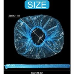 TRIOMPHE Bonnet De Douche En Plastique Transparent Jetable Pour Usage Domestique, Hôtel, Spa, Salon De Coiffure Et Atelier 100 Pièces (Bleu)T-Audace -Protection des voies respiratoires Soldes 59138598 5