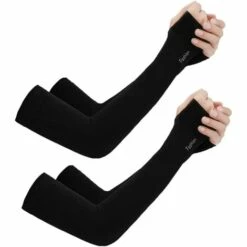TRIOMPHE Compression Manchettes De Bras,T-Audace Manchons De Protection Solaire Anti-UV Unisexe UPF 50+, Couvre-bras Cool Pour Football, Golf, Volley-ball, Cyclisme Et Basket-ball，2 Paires（le Noir）