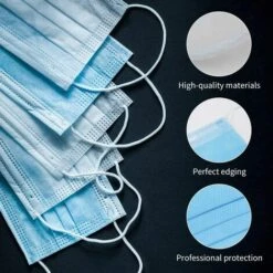 FONTAINEBLEAU Fonepro 50 Pcs Masques Médicaux Jetables 3 Plis, 3 Couches De Protection, Masques Chirurgicaux De Haute Qualité Avec Filtration Antibactérienne, Masque Medical -Protection des voies respiratoires Soldes 59192383 4
