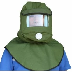 FONTAINEBLEAU Fonepro 1 Pcs Sablage Hotte Abrasive Capuche Capuchon, Casque Masque Anti Vent, Sand Blaster Masque De Protection De La Poussière, Protection Masque Visage, Verte