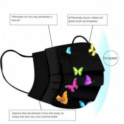 IRISFR Lilaris 50 Pièces Visage Masque Adulte Jetable 3 Couches Non Tissé Anti-Poussière Respirant Face Scarf Bandanas, Avec Crochets D'oreille élastiques, Imprimé Floral, Pour Hommes Et Femmes (La Couleur De La Corde D'oreille Est Aléatoire) -Protection des voies respiratoires Soldes 59618198 3