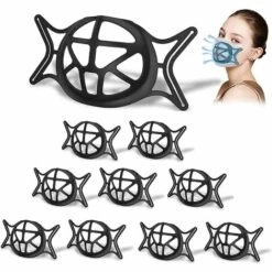 ILOVEMILAN Support En Silicone 3D Amélioré Pour Un Port Confortable Avec Une Forme De Tortue Pour Plus D'espace De Respiration (Black10PCS)