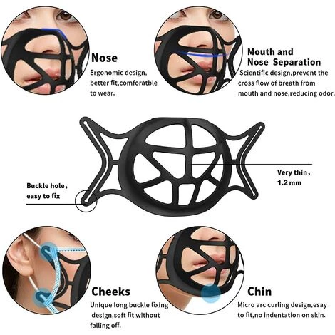 ILOVEMILAN Support En Silicone 3D Amélioré Pour Un Port Confortable Avec Une Forme De Tortue Pour Plus D'espace De Respiration (Black10PCS) 5 ILOVEMILAN Support En Silicone 3D Amélioré Pour Un Port Confortable Avec Une Forme De Tortue Pour Plus D'espace De Respiration (Black10PCS) – Image 3