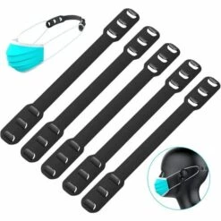 DENUOTOP Protection Des Voies Respiratoires 5PCS Masque Extender, Masque Crochet Anti-Serrage Oreille Protecteur Décompression Titulaire Crochet Oreille Extension Masque Boucle Oreille Douleur Soulagée (Noir)