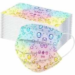 LITZEE 50Pcs Enfants Jetable 3 Couches Filtre Face Scarf Avec Des Boucles D'oreille Respirabilité écharpe De Imprimé Masque De Protection