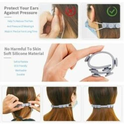 LITZEE 10 PièCes Anti-Serrage Masque Sangle Extender ，Masque Titulaire Crochet Oreille D'Extension De Masque Bande RéGable En Silicone Durable Pour PréVention Des Maux Oreilles Et Visage Masque De Protection -Protection des voies respiratoires Soldes 60061303 3