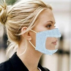 STARLIGHT Couvre-bouche Anti-poussière Revêtement En Coton Lavable Et Réutilisable Avec Fenêtre Transparente Visible Expression Boucliers Buccaux Extérieurs En Tissu Unisexe Pour Sourds Et Malentendants Bleu,STAR.L -Protection des voies respiratoires Soldes 60066596 3