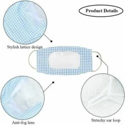 STARLIGHT Couvre-bouche Anti-poussière Revêtement En Coton Lavable Et Réutilisable Avec Fenêtre Transparente Visible Expression Boucliers Buccaux Extérieurs En Tissu Unisexe Pour Sourds Et Malentendants Bleu,STAR.L -Protection des voies respiratoires Soldes 60066596 4
