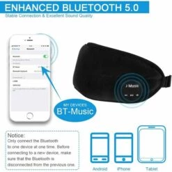 HEGUYEY Masque De Sommeil Bluetooth 5.0,3D Masque De Nuit,Casque Anti Bruit Pour Dormir De Qualité Sonore Hi-fi Pour Dormir Avec Microphone Haut-parleur Intégré,Masque Yeux Nuit Sommeil Pour Voyage Yog -Protection des voies respiratoires Soldes 60159474 4