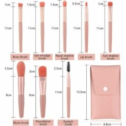 PERLE RARE Pinceau De Maquillage Professionnel, Ensemble De 8 Pinceaux De Maquillage Avec étui De Maquillage En PU, Ensemble De Pinceaux De Maquillage -Protection des voies respiratoires Soldes 60255752 2