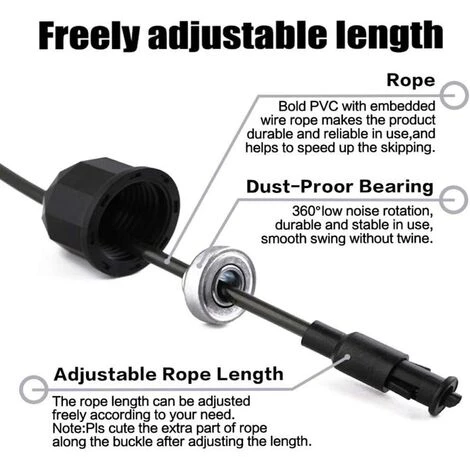 PERLE RARE Corde à Sauter Pour Adulte, Corde à Sauter Réglable, équipement De Fitness Pour La Boxe, Le Sport, L'entraînement Cardio, Noir 6 PERLE RARE Corde à Sauter Pour Adulte, Corde à Sauter Réglable, équipement De Fitness Pour La Boxe, Le Sport, L'entraînement Cardio, Noir – Image 4