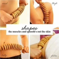 PERLE RARE Accessoires Rouleau Masseur Anti-cellulite Appareil De Massage Des Cuisses, Manche Courbé En Bois De Hêtre 12 Tours, 40 Cm -Protection des voies respiratoires Soldes 60256663 3