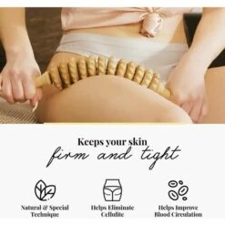 PERLE RARE Accessoires Rouleau Masseur Anti-cellulite Appareil De Massage Des Cuisses, Manche Courbé En Bois De Hêtre 12 Tours, 40 Cm -Protection des voies respiratoires Soldes 60256663 5