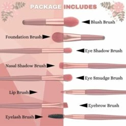 PERLE RARE Pinceaux De Maquillage, Ensemble Complet De 8 Accessoires Et Outils De Maquillage Professionnels, Fond De Teint, Fond De Teint, Fard à Paupières -Protection des voies respiratoires Soldes 60257159 3