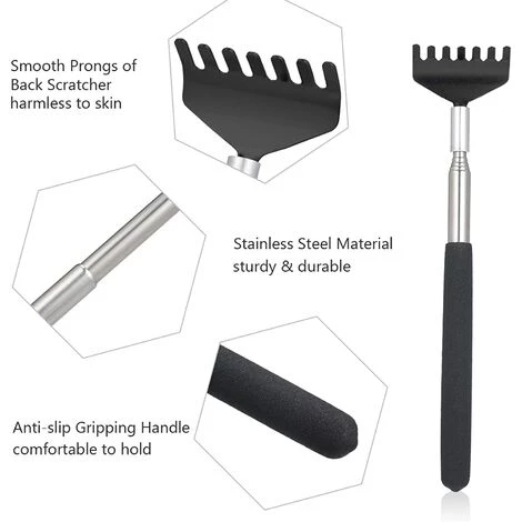 PERLE RARE Masseur Rétractable En Acier Inoxydable Pour Hommes Et Femmes Adultes, Soulagement Des Démangeaisons Des Personnes âgées (20-67 Cm) Lot De 2 4 PERLE RARE Masseur Rétractable En Acier Inoxydable Pour Hommes Et Femmes Adultes, Soulagement Des Démangeaisons Des Personnes âgées (20-67 Cm) Lot De 2 – Image 2