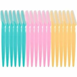 PERLE RARE Face Safety Brow Razor - Outil De Gommage Exfoliant Pour Femmes Et Hommes，Bleu, Jaune, Poudre，18 Pièces