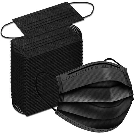 ILOVEMILAN Masques Faciaux Jetables Noirs, Paquet De 100 Masques Faciaux Noirs Protection De Filtre à 3 Plis 3 ILOVEMILAN Masques Faciaux Jetables Noirs, Paquet De 100 Masques Faciaux Noirs Protection De Filtre à 3 Plis